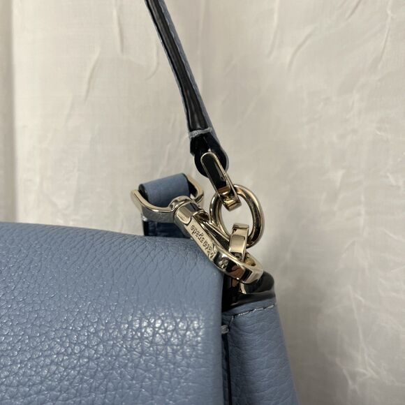 Kate Spade Leila Medium Zip Crossbody Pebble Leather Muted Blue - Picture 9 of 14
